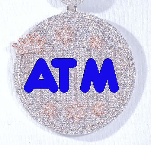 CUSTOM LETTER NECKLACE 3D BIG CROWN DISC