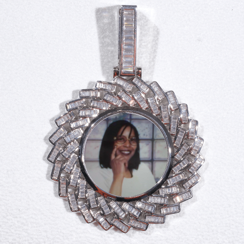 Large 3D Baguette Custom Picture Pendant