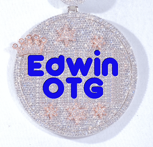 CUSTOM LETTER NECKLACE 3D BIG CROWN DISC