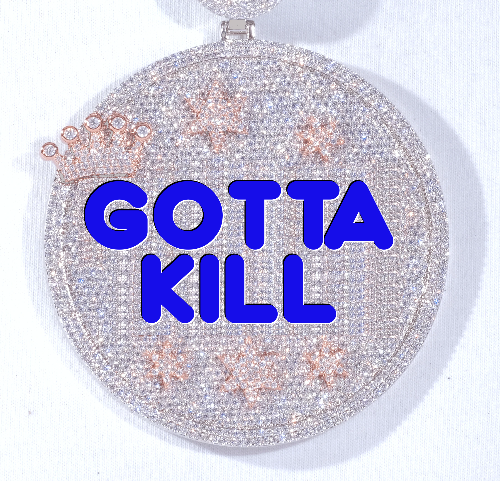 CUSTOM LETTER NECKLACE 3D BIG CROWN DISC