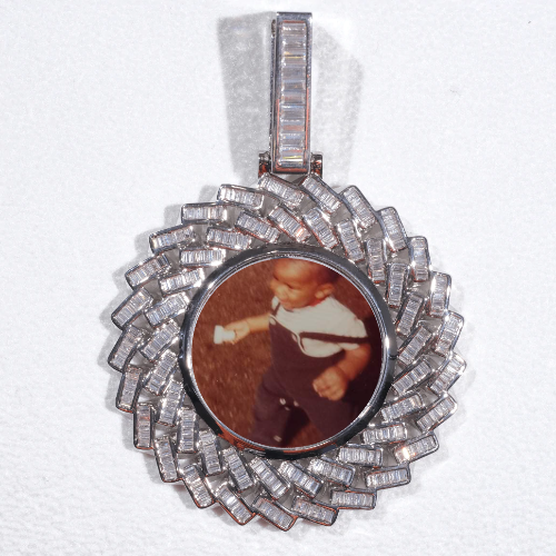 Large 3D Baguette Custom Picture Pendant