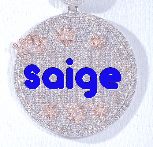 CUSTOM LETTER NECKLACE 3D BIG CROWN DISC