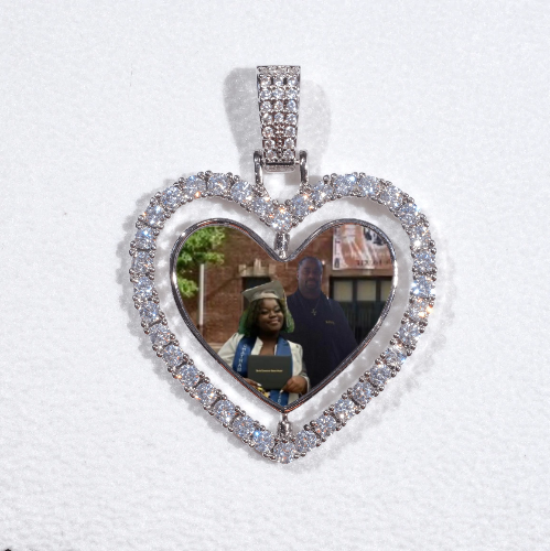 3D Spinning 2-Faced Heart Custom Picture Pendant