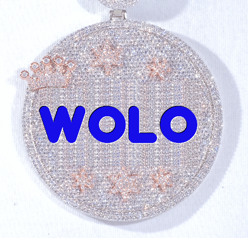 CUSTOM LETTER NECKLACE 3D BIG CROWN DISC