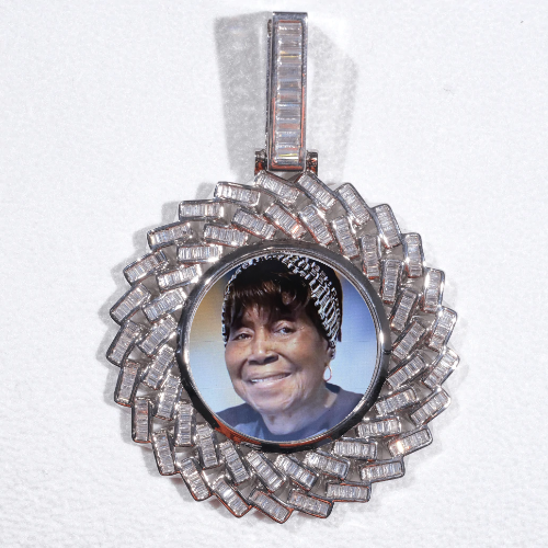 Large 3D Baguette Custom Picture Pendant