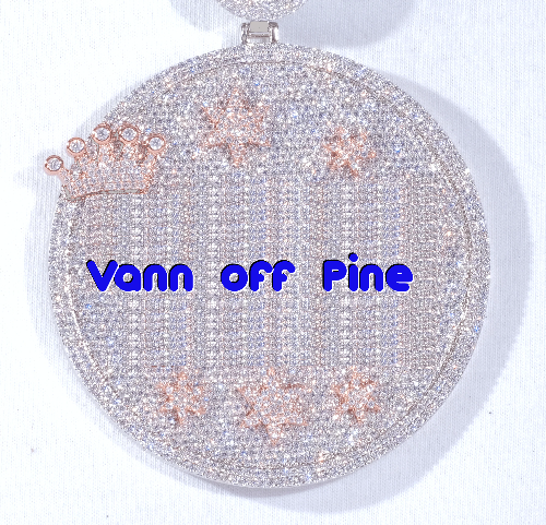 CUSTOM LETTER NECKLACE 3D BIG CROWN DISC