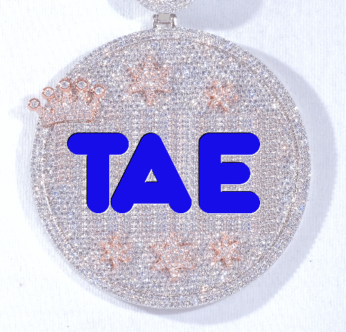 CUSTOM LETTER NECKLACE 3D BIG CROWN DISC