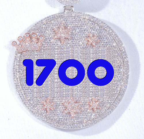 CUSTOM LETTER NECKLACE 3D BIG CROWN DISC