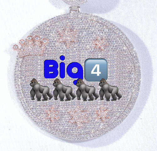 CUSTOM LETTER NECKLACE 3D BIG CROWN DISC