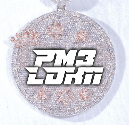 CUSTOM LETTER NECKLACE 3D BIG CROWN DISC