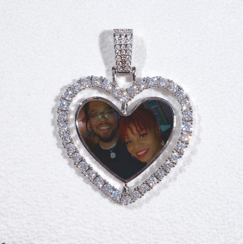 3D Spinning 2-Faced Heart Custom Picture Pendant