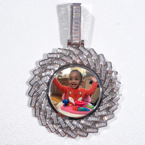 Large 3D Baguette Custom Picture Pendant