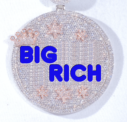 CUSTOM LETTER NECKLACE 3D BIG CROWN DISC