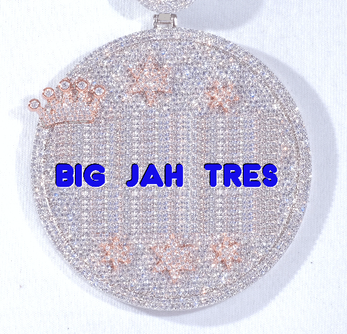 CUSTOM LETTER NECKLACE 3D BIG CROWN DISC