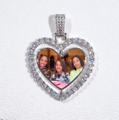 3D Spinning 2-Faced Heart Custom Picture Pendant
