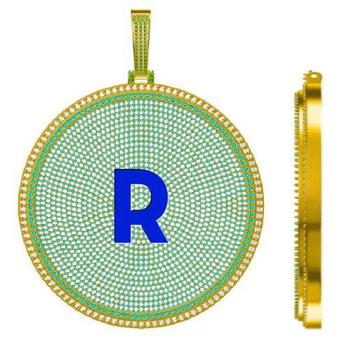 CUSTOM LETTER NECKLACE 3D BIG DISC