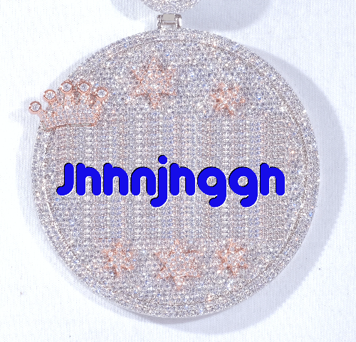 CUSTOM LETTER NECKLACE 3D BIG CROWN DISC