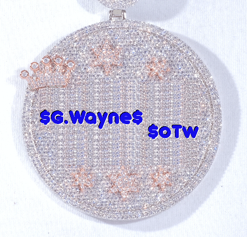 CUSTOM LETTER NECKLACE 3D BIG CROWN DISC