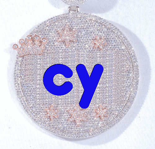 CUSTOM LETTER NECKLACE 3D BIG CROWN DISC