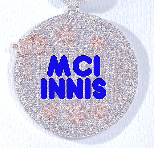 CUSTOM LETTER NECKLACE 3D BIG CROWN DISC
