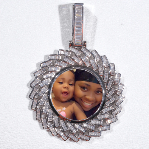 Large 3D Baguette Custom Picture Pendant