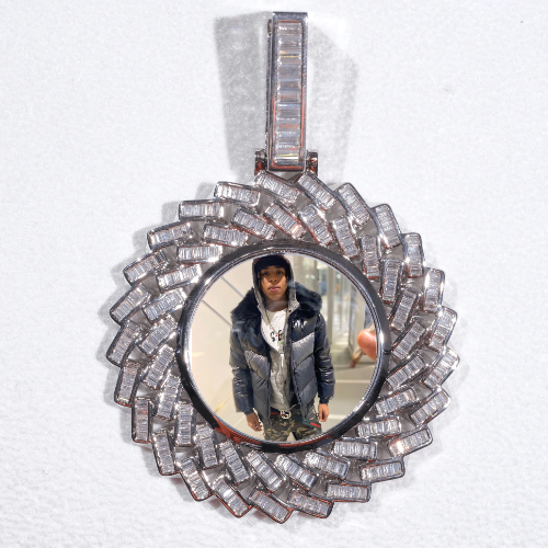 Large 3D Baguette Custom Picture Pendant