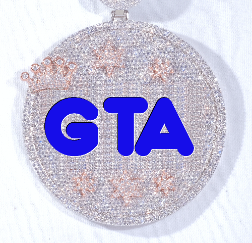 CUSTOM LETTER NECKLACE 3D BIG CROWN DISC