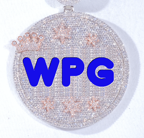 CUSTOM LETTER NECKLACE 3D BIG CROWN DISC