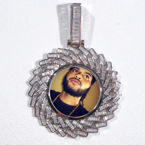Large 3D Baguette Custom Picture Pendant