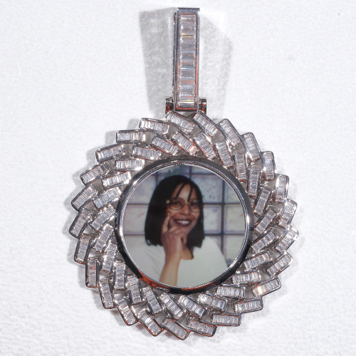 Large 3D Baguette Custom Picture Pendant