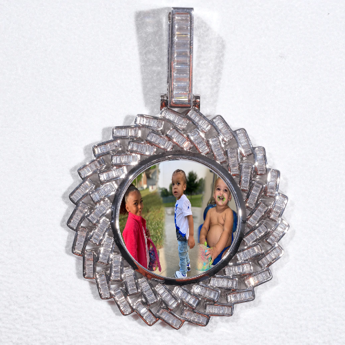 Large 3D Baguette Custom Picture Pendant