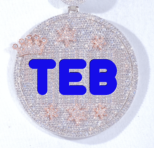 CUSTOM LETTER NECKLACE 3D BIG CROWN DISC