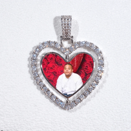 3D Spinning 2-Faced Heart Custom Picture Pendant