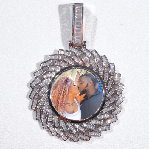 Large 3D Baguette Custom Picture Pendant