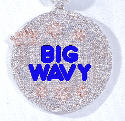 CUSTOM LETTER NECKLACE 3D BIG CROWN DISC