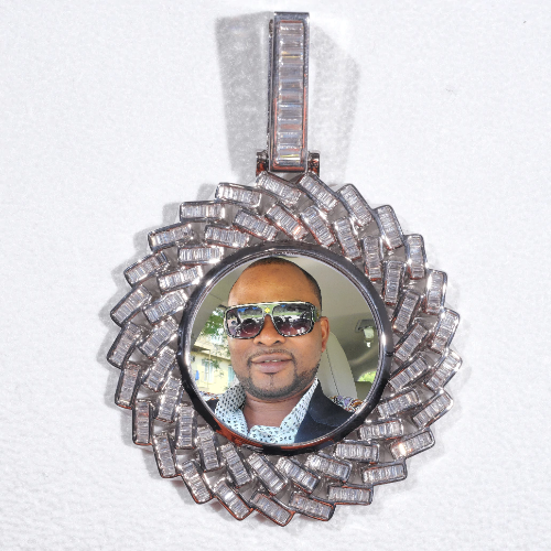 Large 3D Baguette Custom Picture Pendant
