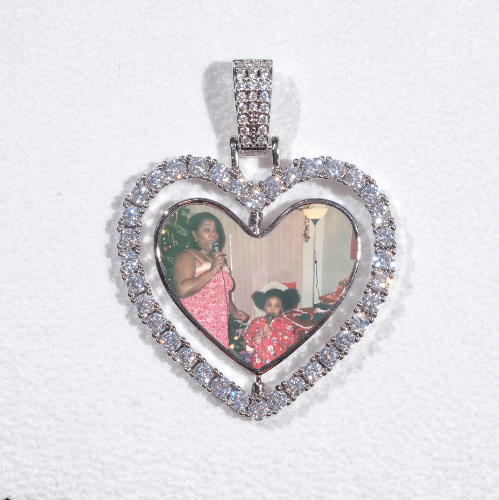 3D Spinning 2-Faced Heart Custom Picture Pendant