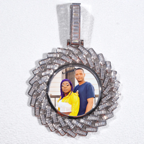 Large 3D Baguette Custom Picture Pendant