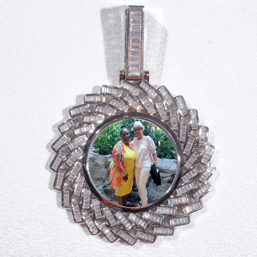 Large 3D Baguette Custom Picture Pendant