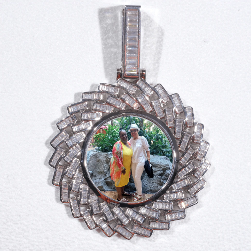Large 3D Baguette Custom Picture Pendant
