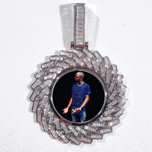 Large 3D Baguette Custom Picture Pendant