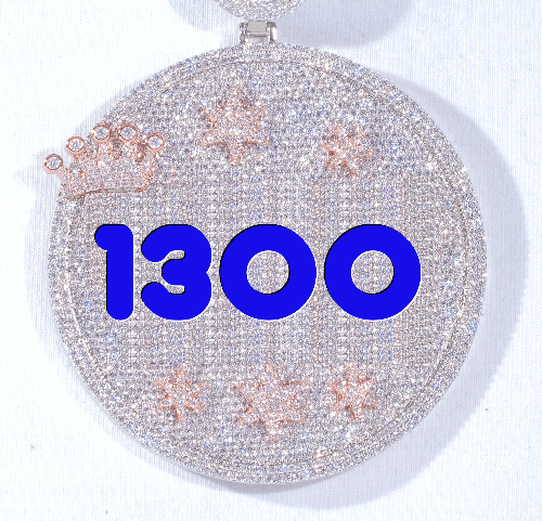 CUSTOM LETTER NECKLACE 3D BIG CROWN DISC