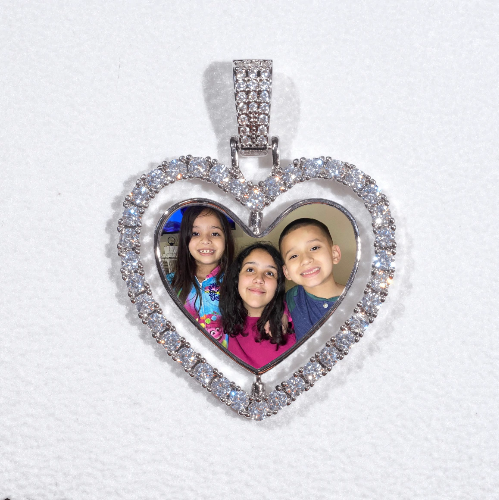 3D Spinning 2-Faced Heart Custom Picture Pendant