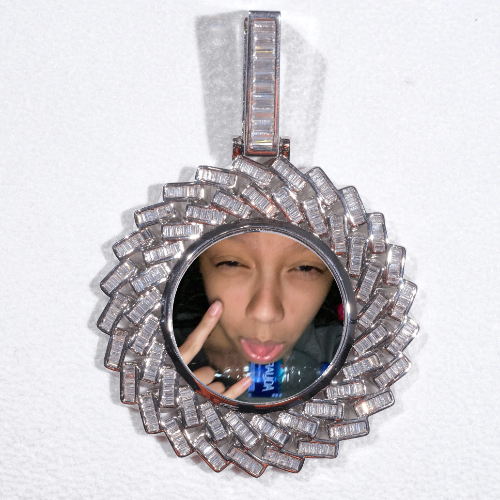 Large 3D Baguette Custom Picture Pendant
