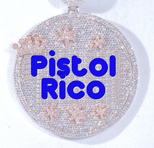CUSTOM LETTER NECKLACE 3D BIG CROWN DISC