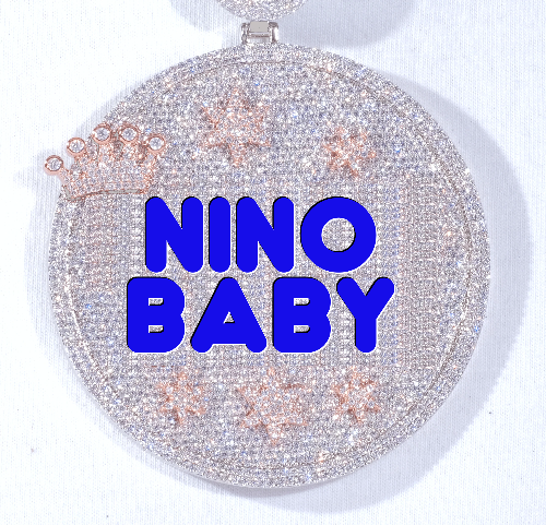 CUSTOM LETTER NECKLACE 3D BIG CROWN DISC