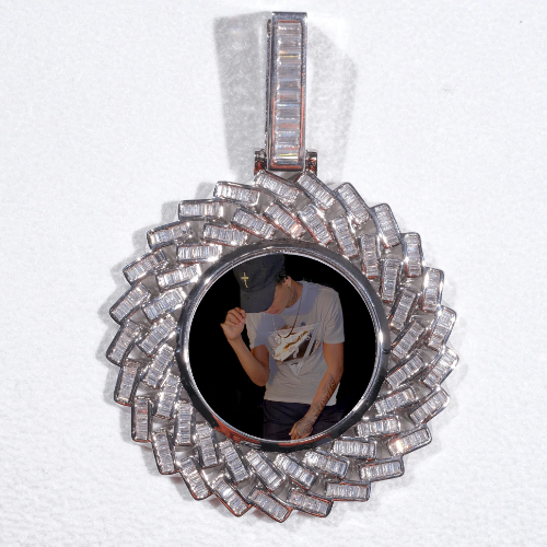 Large 3D Baguette Custom Picture Pendant
