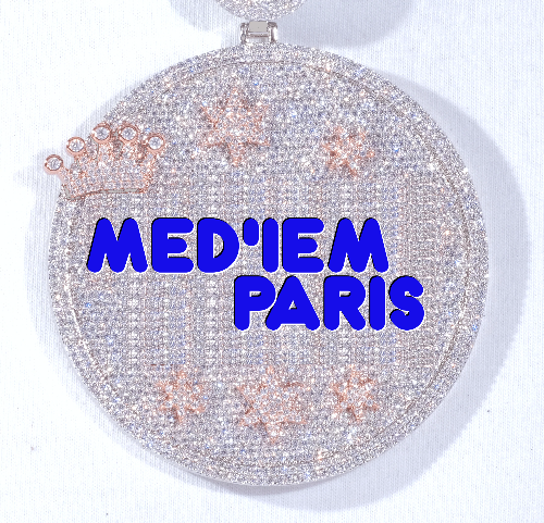 CUSTOM LETTER NECKLACE 3D BIG CROWN DISC
