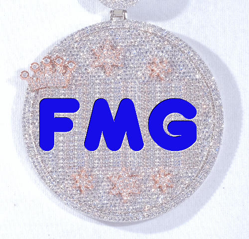 CUSTOM LETTER NECKLACE 3D BIG CROWN DISC