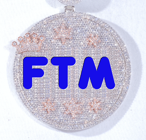 CUSTOM LETTER NECKLACE 3D BIG CROWN DISC
